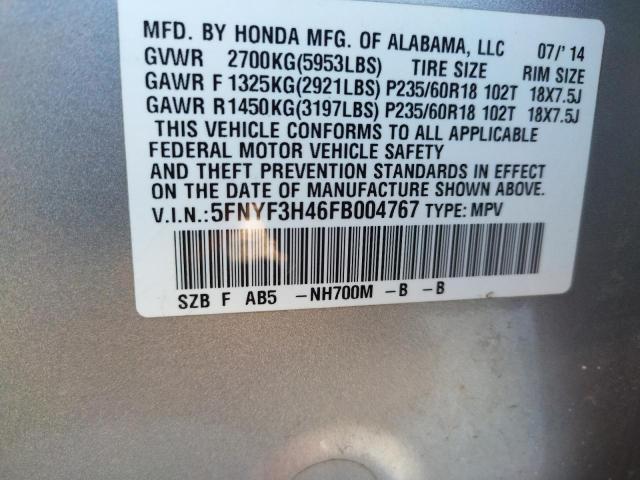 Photo 12 VIN: 5FNYF3H46FB004767 - HONDA PILOT EX 