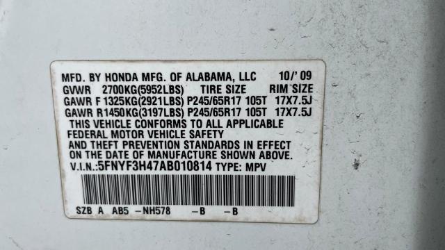 Photo 9 VIN: 5FNYF3H47AB010814 - HONDA PILOT EX 