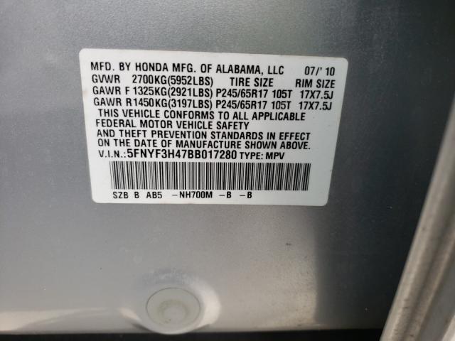 Photo 9 VIN: 5FNYF3H47BB017280 - HONDA PILOT EX 