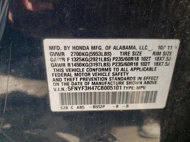 Photo 9 VIN: 5FNYF3H47CB005101 - HONDA PILOT EX 