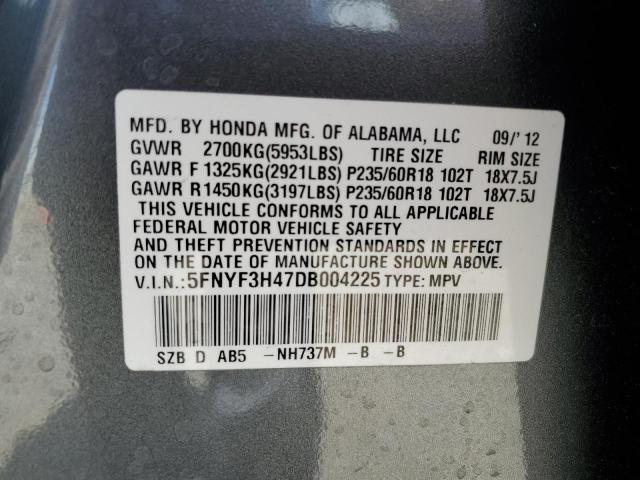 Photo 12 VIN: 5FNYF3H47DB004225 - HONDA PILOT 