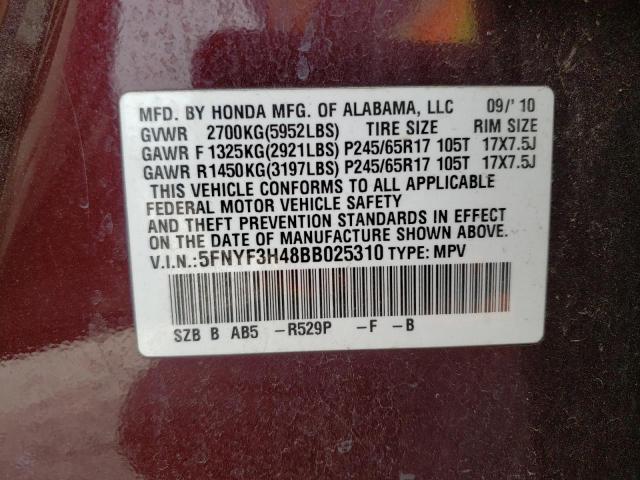 Photo 9 VIN: 5FNYF3H48BB025310 - HONDA PILOT EX 