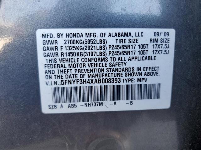 Photo 13 VIN: 5FNYF3H4XAB008393 - HONDA PILOT EX 