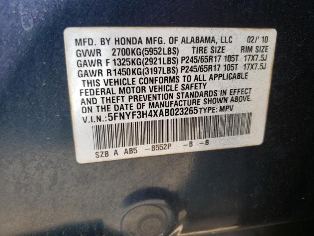 Photo 9 VIN: 5FNYF3H4XAB023265 - HONDA PILOT EX 