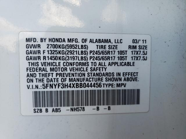 Photo 9 VIN: 5FNYF3H4XBB044456 - HONDA PILOT EX 