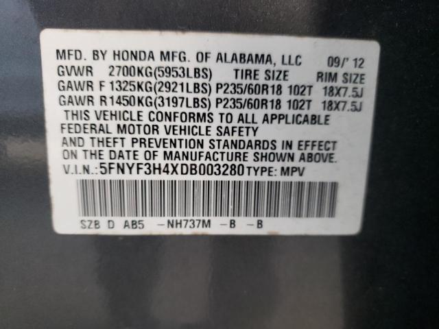 Photo 12 VIN: 5FNYF3H4XDB003280 - HONDA PILOT EX 