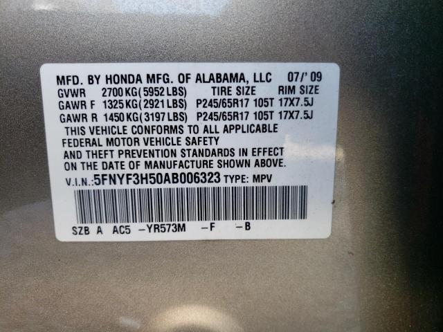 Photo 11 VIN: 5FNYF3H50AB006323 - HONDA PILOT EXL 