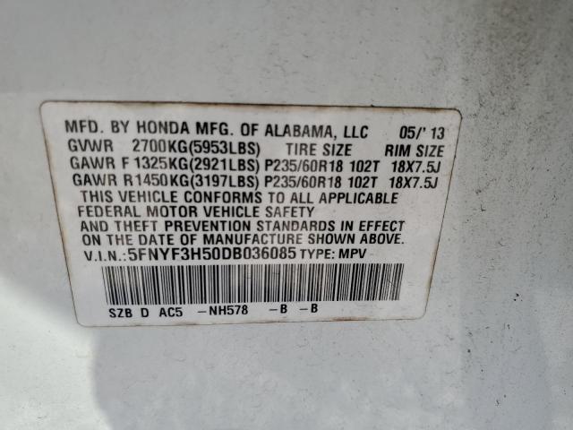 Photo 12 VIN: 5FNYF3H50DB036085 - HONDA PILOT 