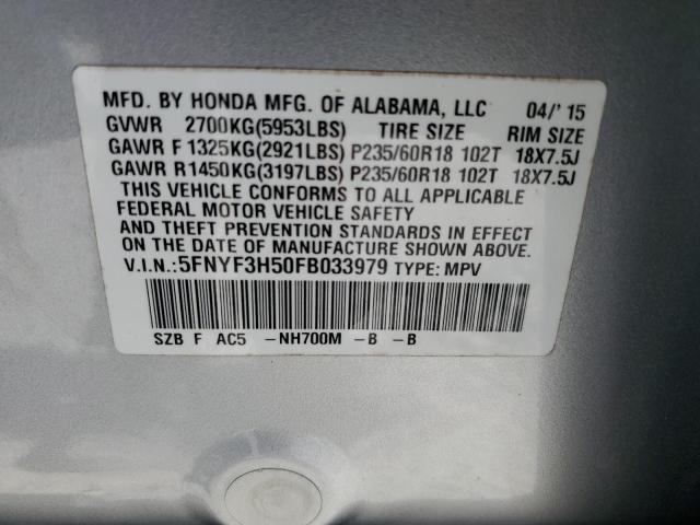 Photo 9 VIN: 5FNYF3H50FB033979 - HONDA PILOT EXL 