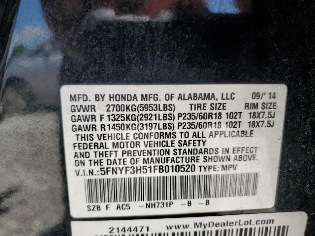 Photo 12 VIN: 5FNYF3H51FB010520 - HONDA PILOT 