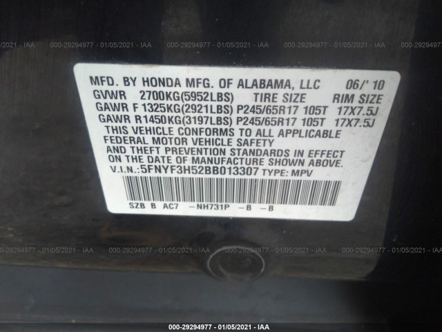 Photo 8 VIN: 5FNYF3H52BB013307 - HONDA PILOT 