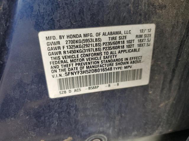 Photo 12 VIN: 5FNYF3H52DB016548 - HONDA PILOT EXL 