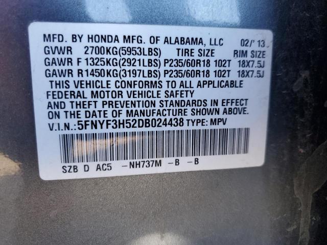 Photo 12 VIN: 5FNYF3H52DB024438 - HONDA PILOT EX-L 