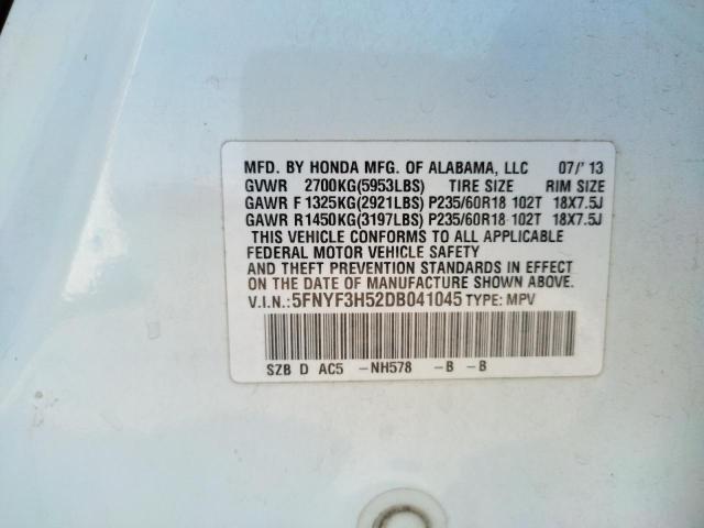 Photo 9 VIN: 5FNYF3H52DB041045 - HONDA PILOT EXL 