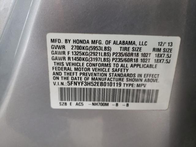 Photo 9 VIN: 5FNYF3H52EB010119 - HONDA PILOT EXL 