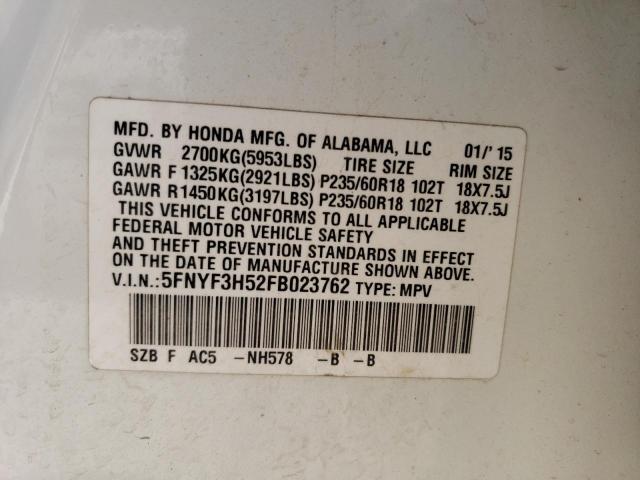 Photo 11 VIN: 5FNYF3H52FB023762 - HONDA PILOT 