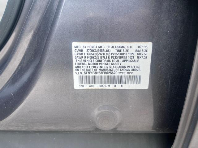 Photo 9 VIN: 5FNYF3H53FB025620 - HONDA PILOT 