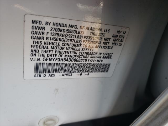 Photo 9 VIN: 5FNYF3H54DB008810 - HONDA PILOT EXL 