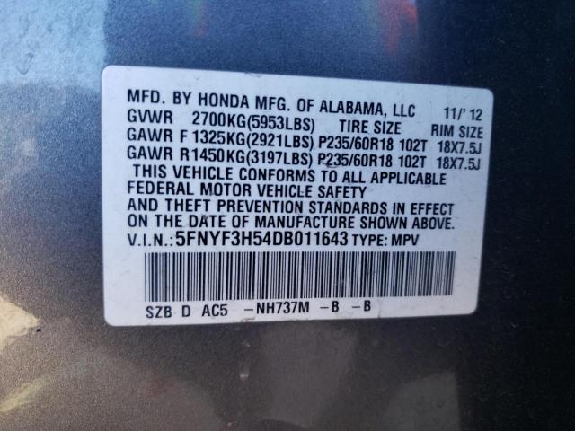 Photo 11 VIN: 5FNYF3H54DB011643 - HONDA PILOT 