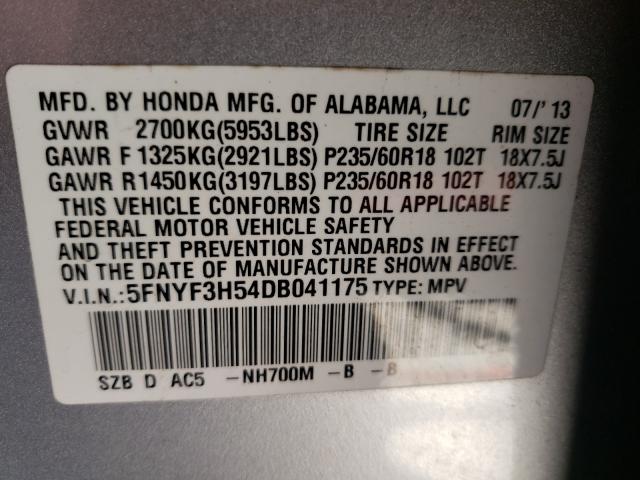 Photo 9 VIN: 5FNYF3H54DB041175 - HONDA PILOT EXL 