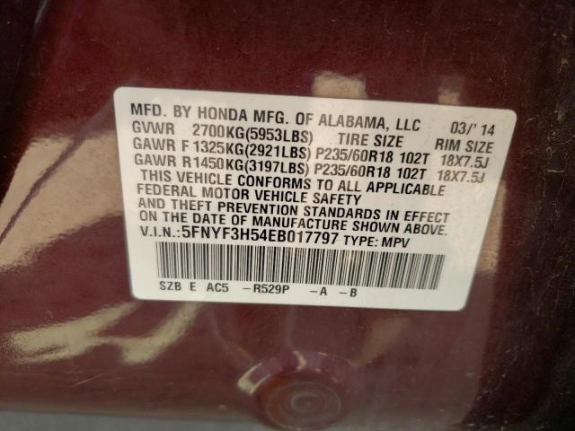 Photo 9 VIN: 5FNYF3H54EB017797 - HONDA PILOT EXL 