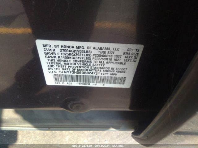 Photo 8 VIN: 5FNYF3H56DB024734 - HONDA PILOT 