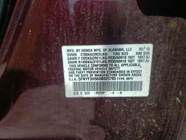 Photo 9 VIN: 5FNYF3H56DB025785 - HONDA PILOT EXL 