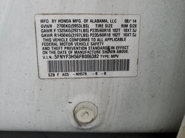 Photo 12 VIN: 5FNYF3H56FB006382 - HONDA PILOT 