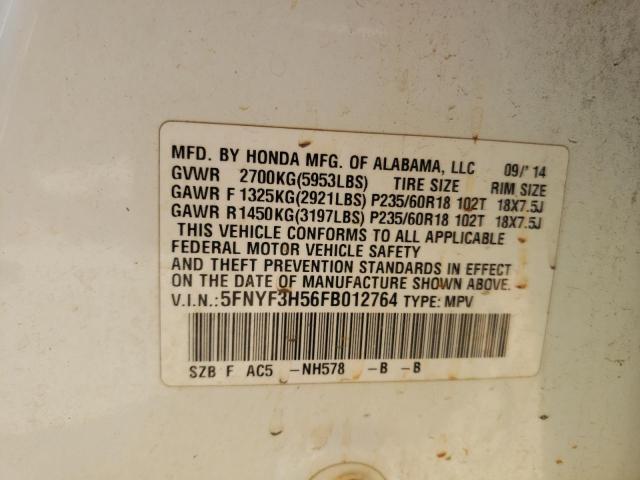 Photo 9 VIN: 5FNYF3H56FB012764 - HONDA PILOT EXL 