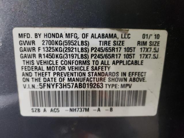 Photo 9 VIN: 5FNYF3H57AB019263 - HONDA PILOT EXL 