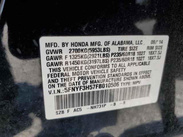 Photo 12 VIN: 5FNYF3H57FB010506 - HONDA PILOT EXL 