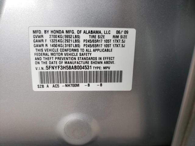 Photo 9 VIN: 5FNYF3H58AB004531 - HONDA PILOT EXL 