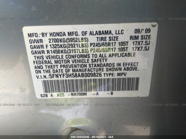 Photo 8 VIN: 5FNYF3H58AB009826 - HONDA PILOT 