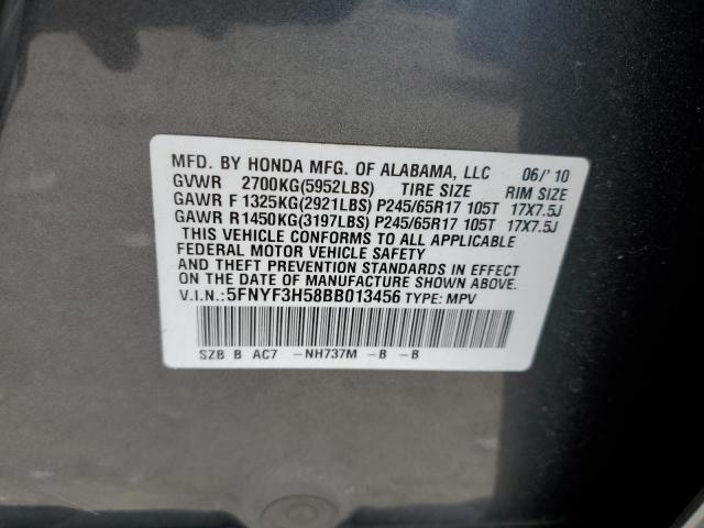 Photo 11 VIN: 5FNYF3H58BB013456 - HONDA PILOT EXL 