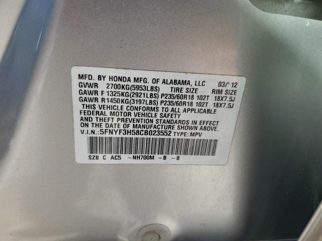 Photo 12 VIN: 5FNYF3H58CB023552 - HONDA PILOT EXL 