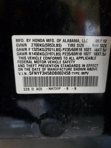 Photo 12 VIN: 5FNYF3H58DB002458 - HONDA PILOT 