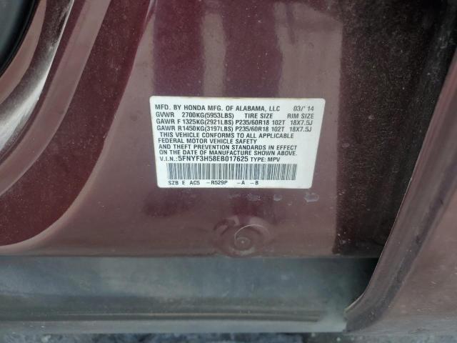 Photo 12 VIN: 5FNYF3H58EB017625 - HONDA PILOT EXL 