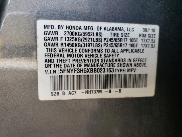 Photo 9 VIN: 5FNYF3H5XBB023163 - HONDA PILOT EXL 