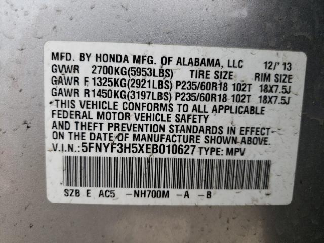 Photo 9 VIN: 5FNYF3H5XEB010627 - HONDA PILOT EXL 