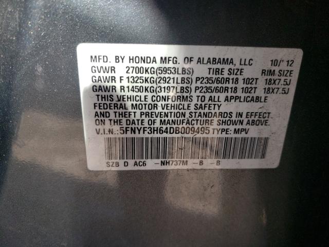 Photo 9 VIN: 5FNYF3H64DB009495 - HONDA PILOT EXL 