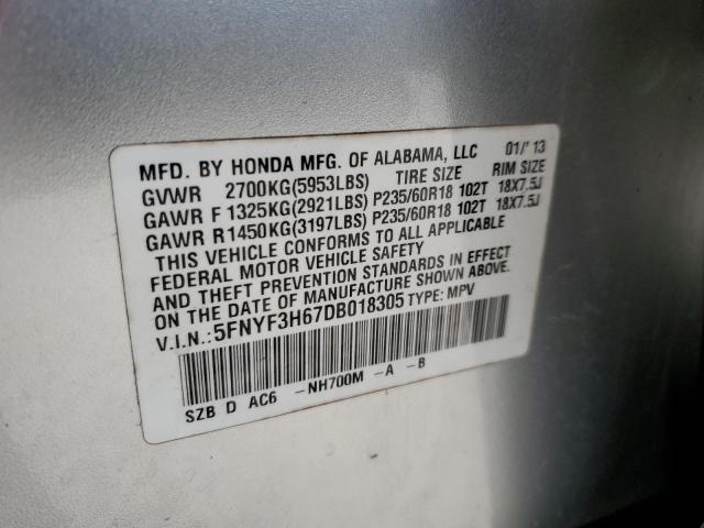 Photo 12 VIN: 5FNYF3H67DB018305 - HONDA PILOT 