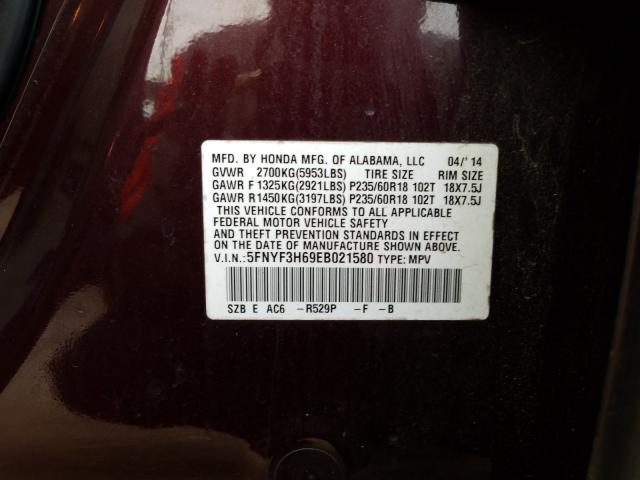 Photo 9 VIN: 5FNYF3H69EB021580 - HONDA PILOT EXL 