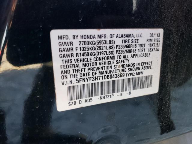 Photo 12 VIN: 5FNYF3H71DB043869 - HONDA PILOT EXLN 