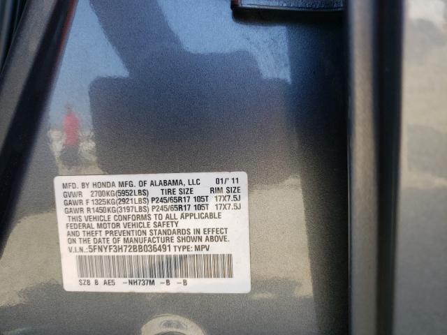 Photo 9 VIN: 5FNYF3H72BB036491 - HONDA PILOT EXLN 