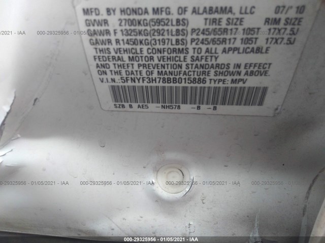 Photo 8 VIN: 5FNYF3H78BB015886 - HONDA PILOT 