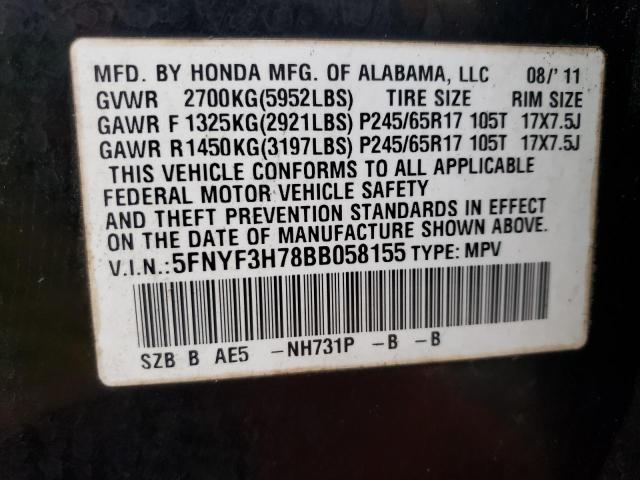 Photo 12 VIN: 5FNYF3H78BB058155 - HONDA PILOT 