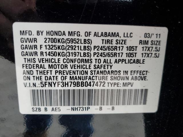 Photo 12 VIN: 5FNYF3H79BB047472 - HONDA PILOT EXLN 