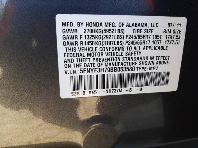 Photo 9 VIN: 5FNYF3H79BB053580 - HONDA PILOT EXLN 