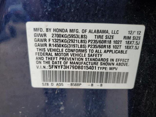 Photo 12 VIN: 5FNYF3H79DB015401 - HONDA PILOT 