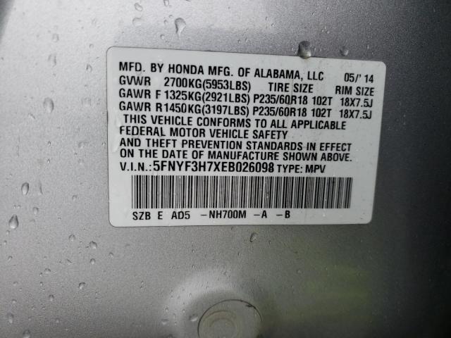 Photo 9 VIN: 5FNYF3H7XEB026098 - HONDA PILOT EXLN 